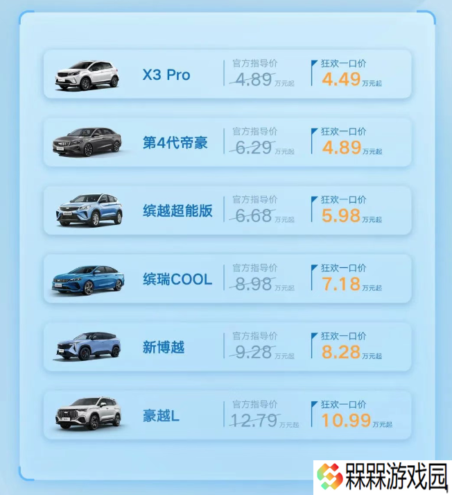 吉利推出“五一”一口价活动：第 4 代帝豪 4.89 万起，新博越 8.28 万起