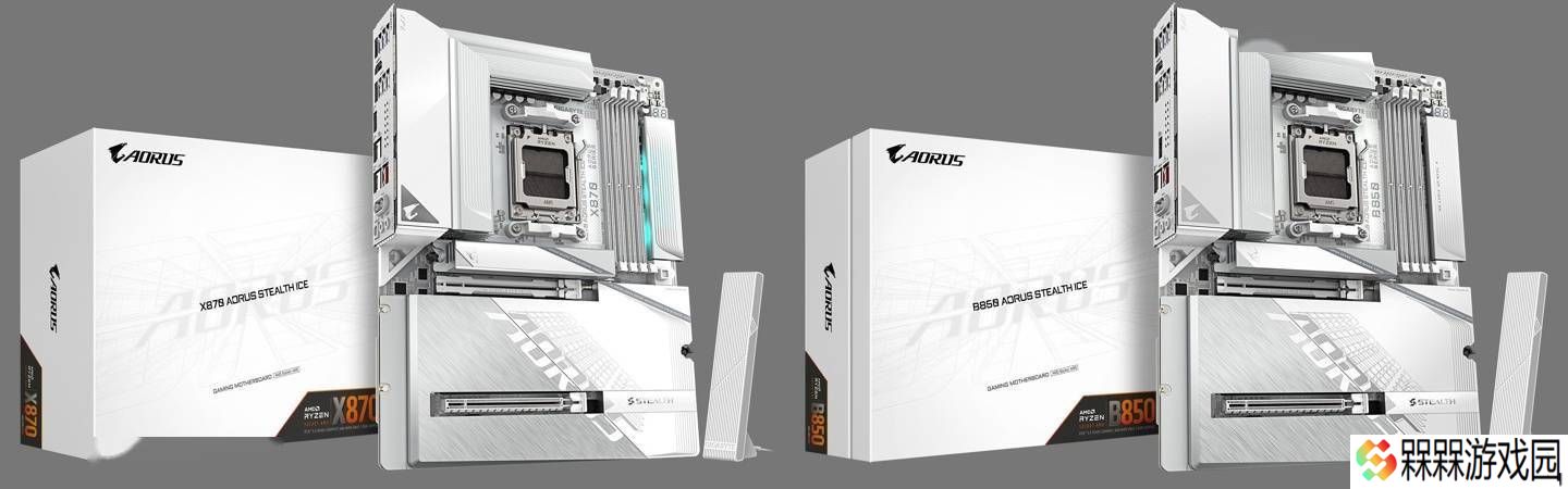 技嘉AORUS STEALTH ICE主板家族添新丁：X870与B850白色背插版亮相