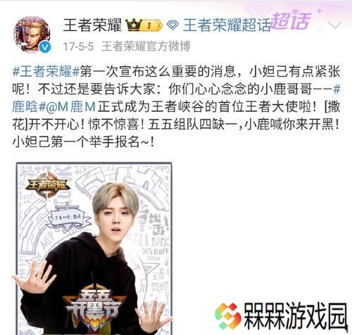 鹿晗在王者荣耀中偏爱哪些英雄？