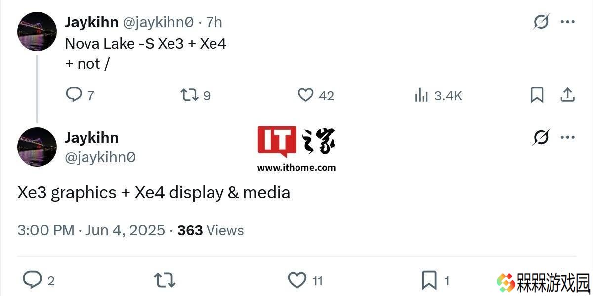 英特尔Nova Lake-S处理器将融合Xe3 GPU与Xe4显示媒体引擎
