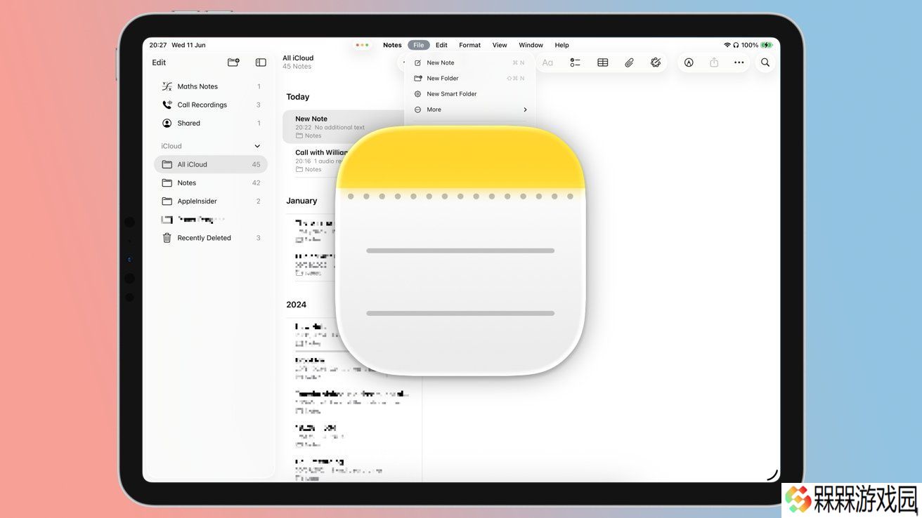 苹果焕新 iPadOS 26 版备忘录：“液态玻璃”改造界面、Markdown 导出、通话录音转录等