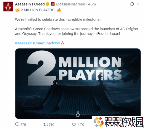 《AC影》玩家数破200万！超《起源》《奥德赛》同期