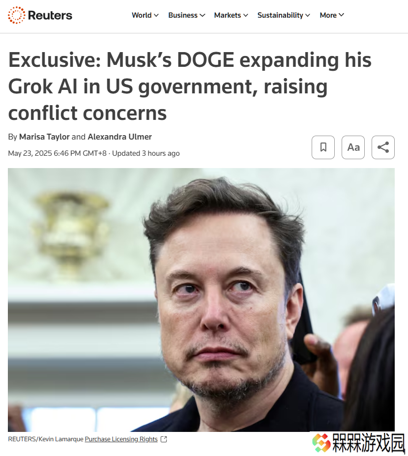 消息称马斯克在美“DOGE”政府效率部为自家 AI Grok“带货”，引发利益冲突担忧