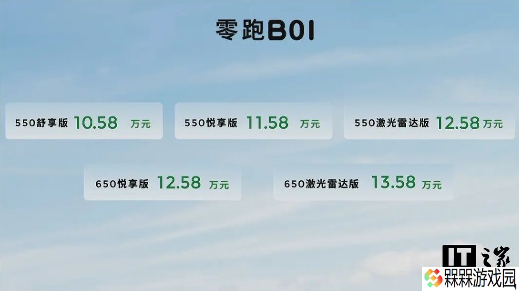 零跑 B01 纯电轿车预售 10.58 万元起：可选激光雷达版，预计下月上市交付